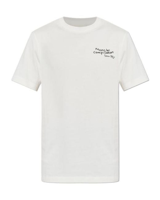 Moncler White Short-Sleeved T-Shirt for men