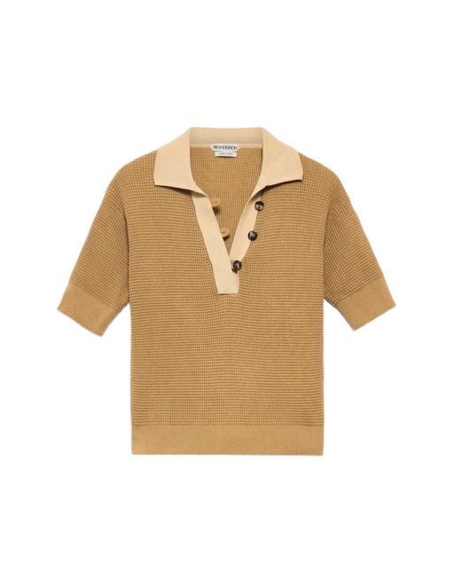 J.W. Anderson Natural Short-Sleeved Knitted Polo Shirt