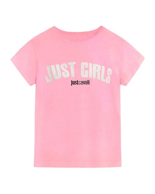 Just Cavalli Pink Just Girls Logo T-Shirt
