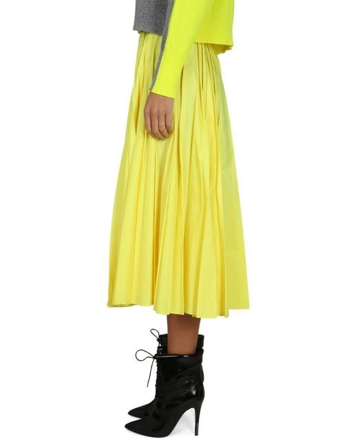 Philosophy Di Lorenzo Serafini Yellow Pleated Mid-Length Flared Skirt