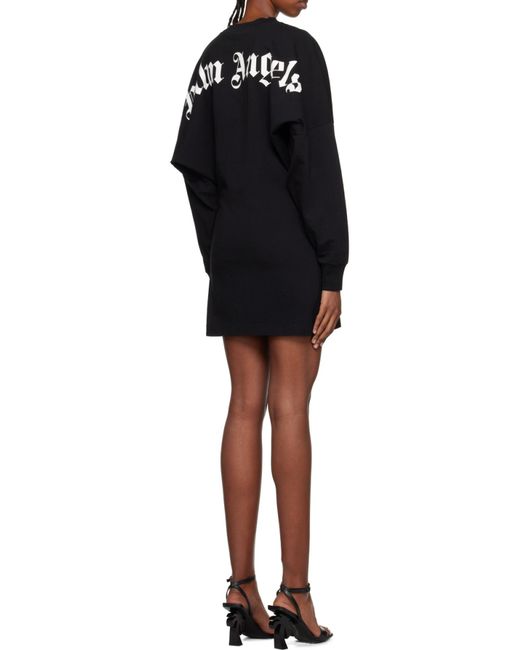 Palm Angels Blue Logo-Print Sweatshirt Dress