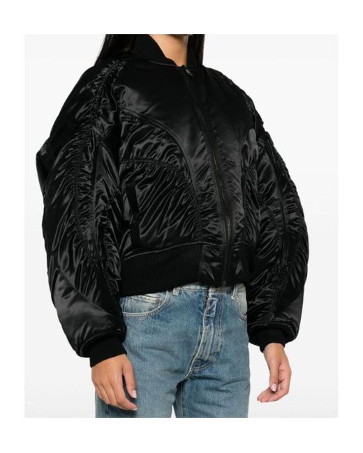 Mugler Black Satin Bomber Jacket