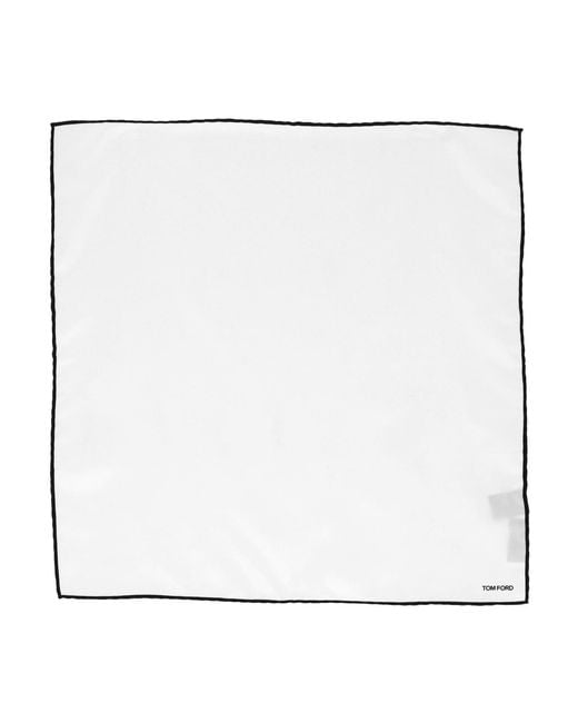 Tom Ford White Satin Pocket Square Scarf for men