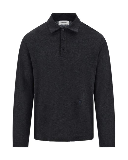 Ferragamo Blue Ferragamo Long Sleeved Polo Shirt for men