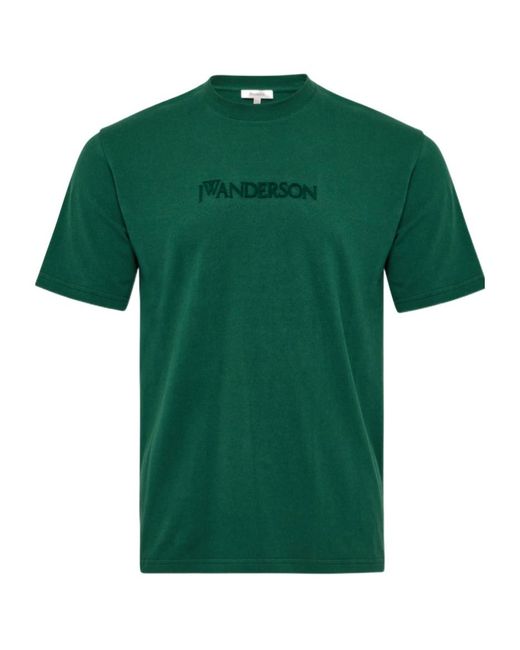 J.W. Anderson Green Jw Anderson Flocked-Logo Crewneck T-Shirt for men