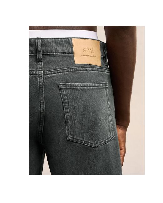 AMI Gray Logo-Patch Jeans for men