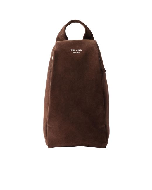 Prada Brown Suede Backpack for men
