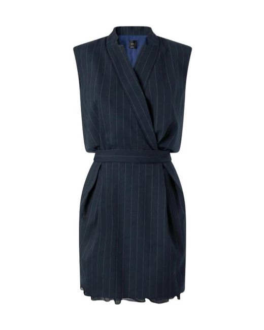 Pinko Blue Wrapped Striped Mini Dress