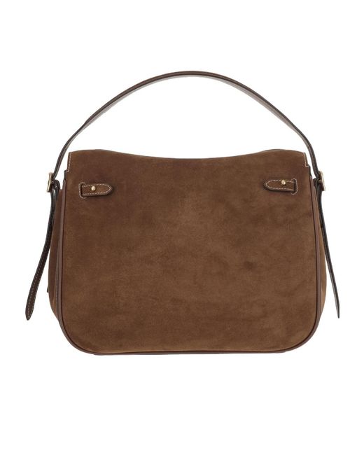 Polo Ralph Lauren Brown Logo Printed Zipped Shoulder Bag