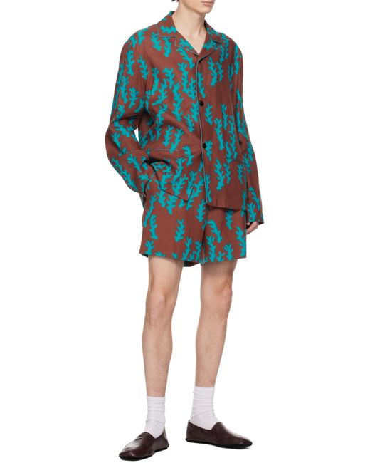 Zegna Blue Brick And Bright Oasi Lino Shorts for men