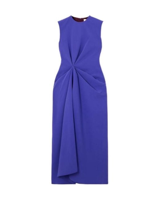 Roksanda Purple Almas Pleated Gathered Crepe Midi Dress