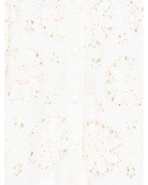 Farm Rio White Crochet Floral Cardigan