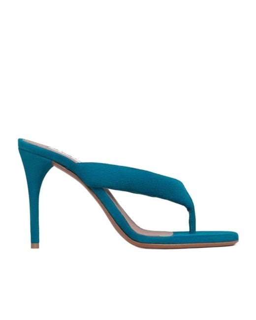 Alaïa Blue Round-Toe High-Heeled Sandals