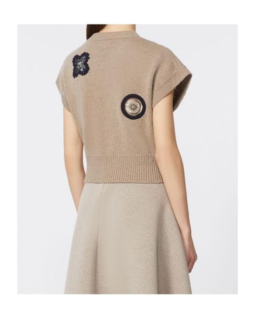 Max Mara Natural Mxmanfora Embellished Cropped Sweater