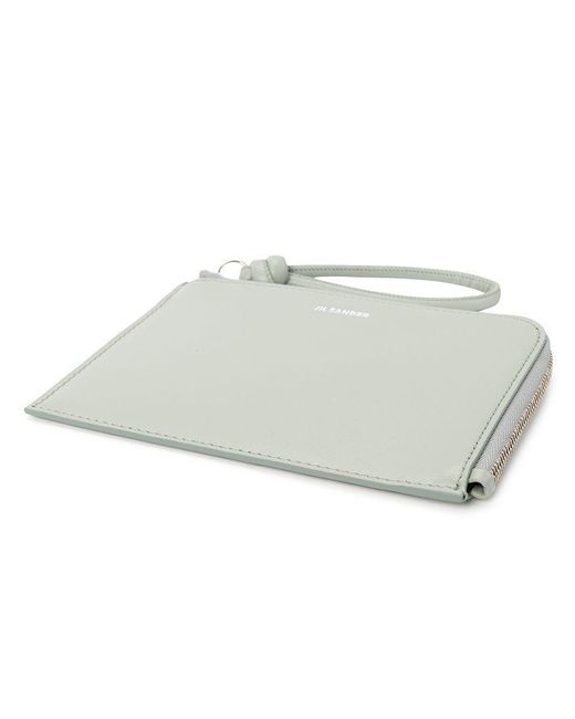Jil Sander White Zipper Card Holder