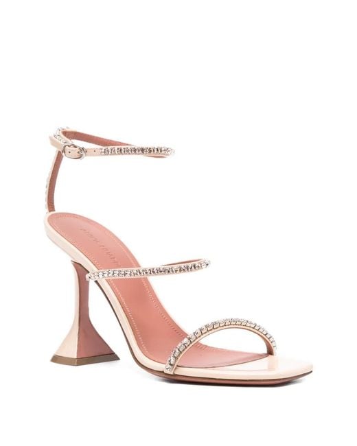 AMINA MUADDI White Gilda Crystal Ankle-Wrap Sandals
