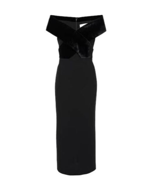 Roland Mouret Black Off-The-Shoulder Velvet Gown