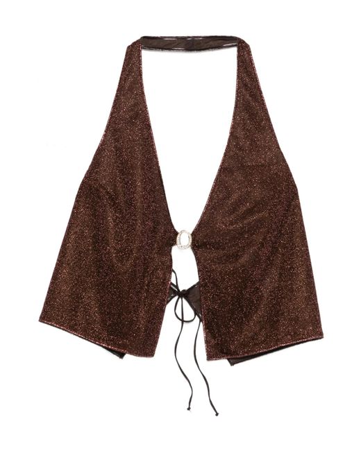 Oseree Brown Oséree Lurex Thread Top