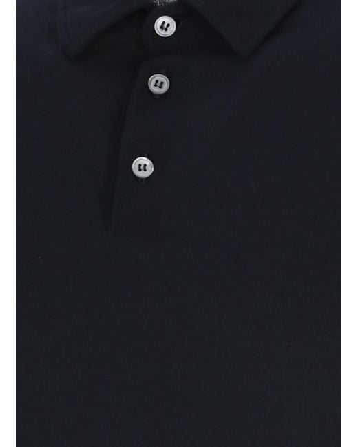 Zanone Blue Ice Button Detailed Long-Sleeved Polo Shirt for men