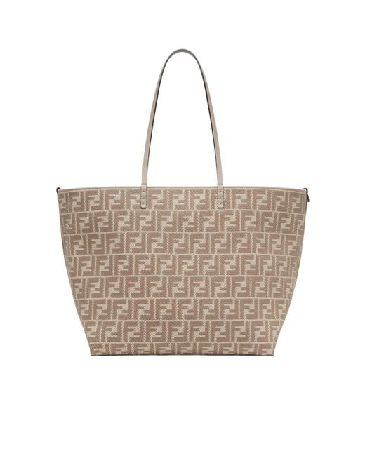 Fendi Natural Roll Striped Large Reversible Tote Bag