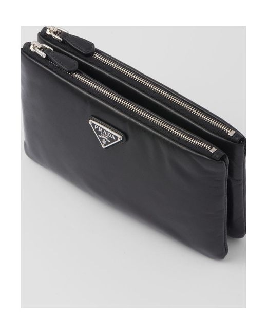 Prada Black Triangle-Logo Dividable Pouch