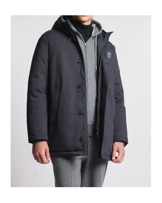 Fay Blue Hooded Caban Jacket for men