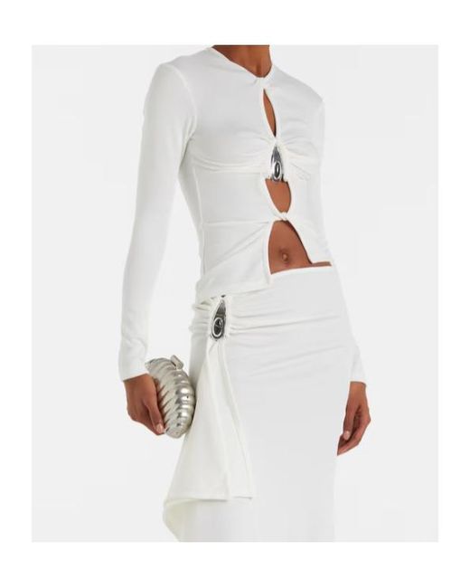 Christopher Esber White Cutout Ribbed-Knit Jersey Top