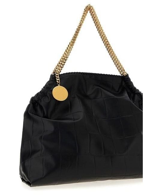 Stella McCartney Black Falabella Embossed Drawstring Tote Bag