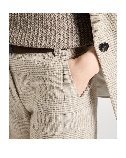 MAX&Co. Natural Loose-Fit Plaid Trousers