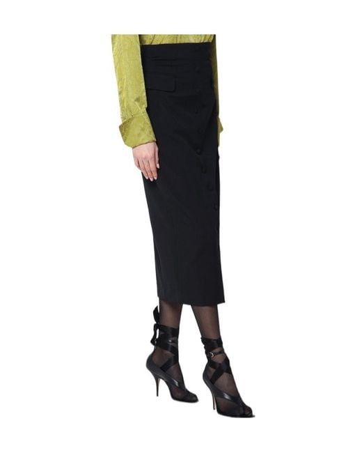 Dries Van Noten Black Wool And Mohair Midi Skirt