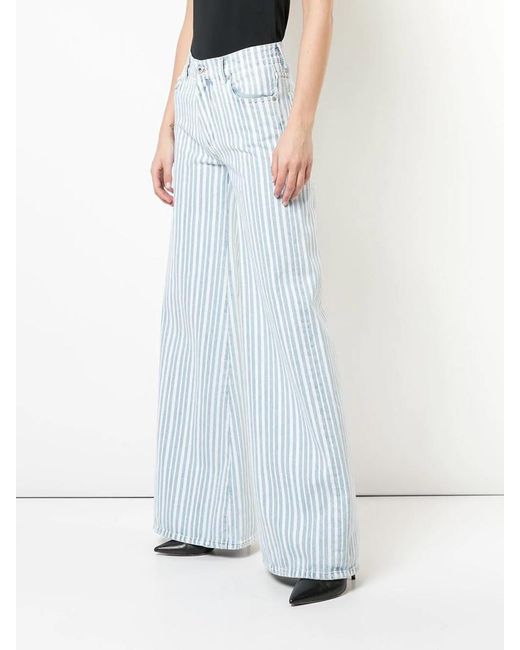Off-White c/o Virgil Abloh Blue Striped Wide Leg Jeans