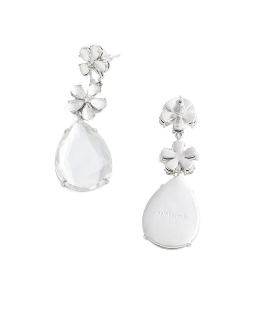 Self-Portrait White Crystal Flower Tiered Earrings
