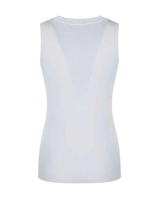 P.A.R.O.S.H. White Ribbed Tank Top