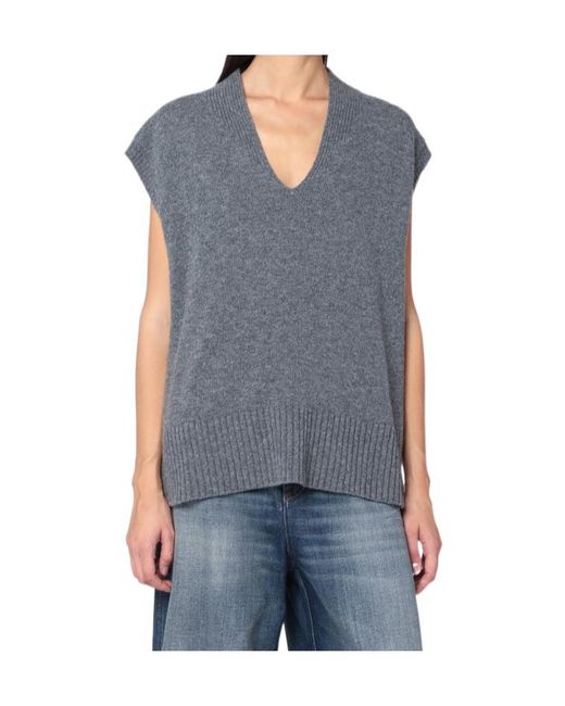 Roberto Collina Blue V-Neck Knitwear