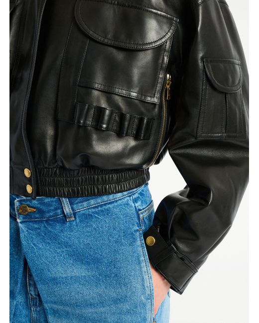 Balmain Black Lambskin Bomber Jacket