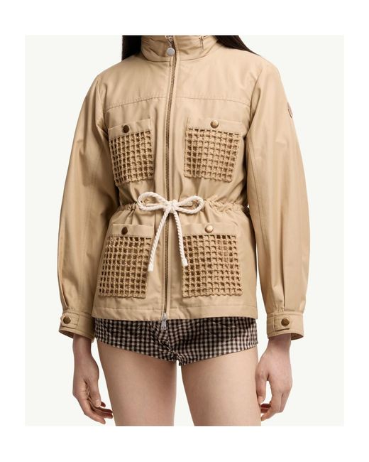 Moncler Natural Bougain Twill Hooded Jacket