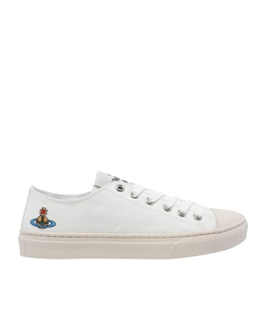 Vivienne Westwood White Orb Embroidered Low-Top Sneakers
