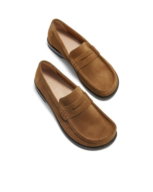 Loewe Brown Campo Round Asymmetrical Toe Loafers for men