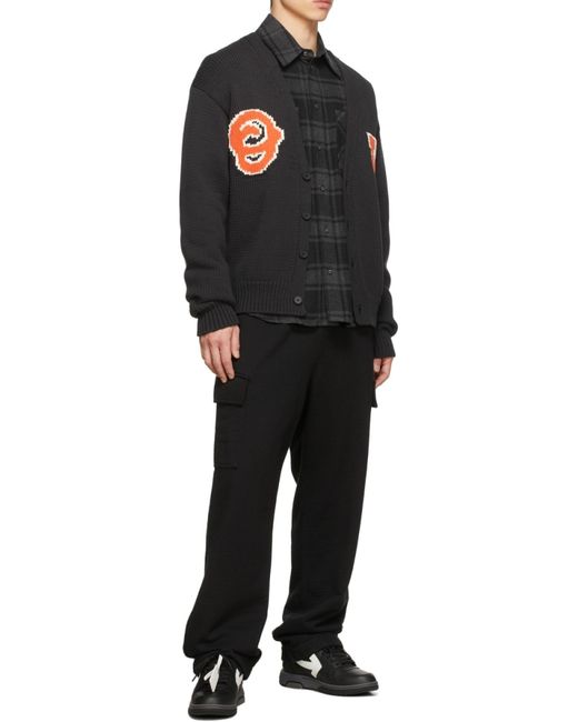 Off-White c/o Virgil Abloh Black Logo Patch V-Neck Cardigan for men