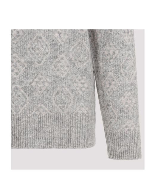 Brunello Cucinelli Gray Patterned Crewneck Jumper for men