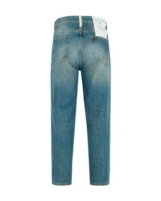 AMISH Blue Button-Fly Five-Pocket Jeans for men