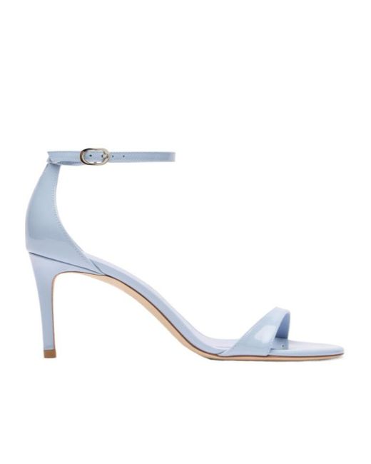 Stuart Weitzman White Round-Headed High-Heeled Sandals