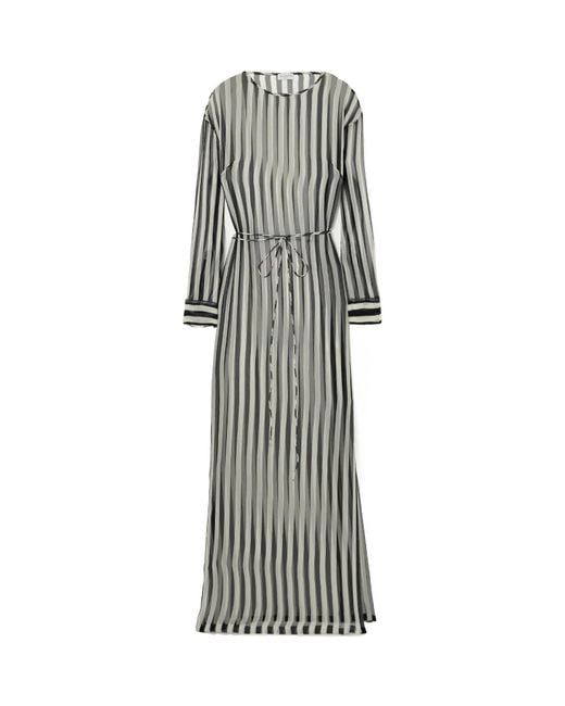 Dries Van Noten Gray Striped Dress