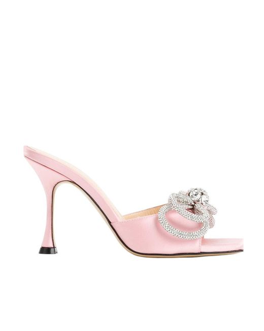 Mach & Mach Pink Double Bow 95Mm Mules