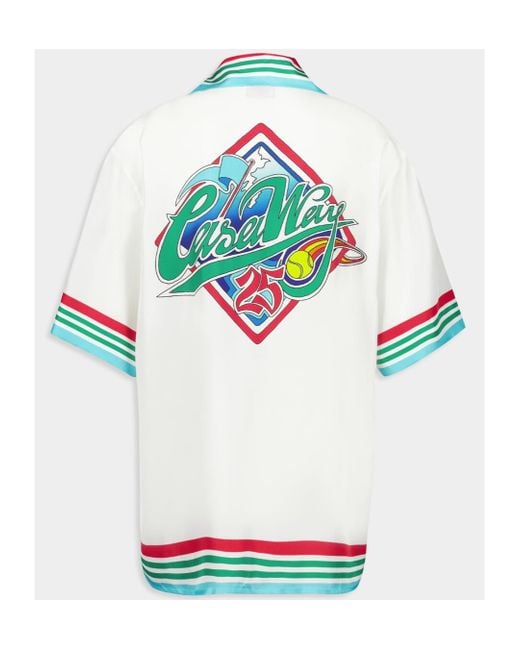 Casablanca White Casa Way World Series Short Sleeved Satin Shirt