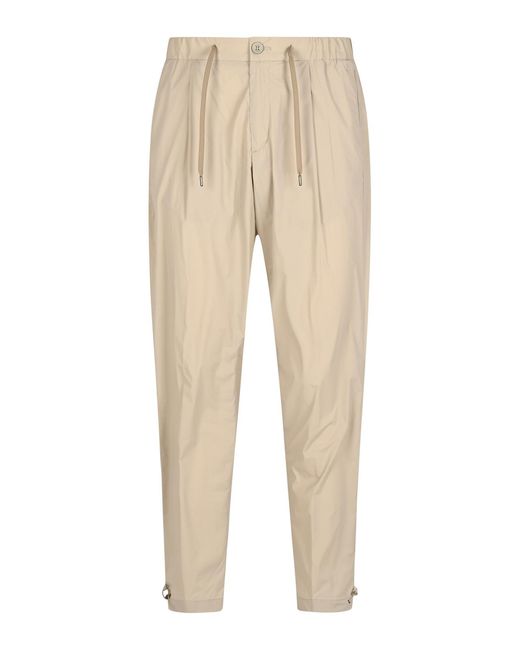 Herno Natural Drawstring Pleated Trousers for men