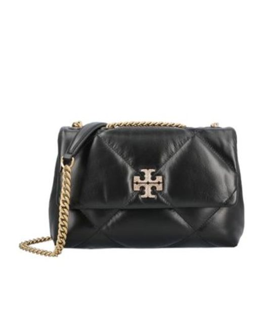 Tory Burch Black Logo Embellished Diamond Quilted Crossbody Bag