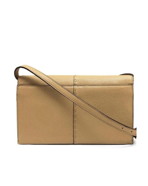 Tory Burch Natural Logo Plaque Shoulder Bag