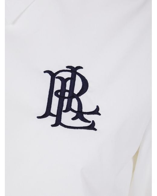 Ralph Lauren White Lauren Logo Embroidered Curved Hem Shirt