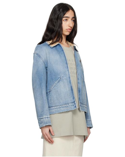 Maison Margiela Blue Zip-Up Denim Bomber Jacket for men
